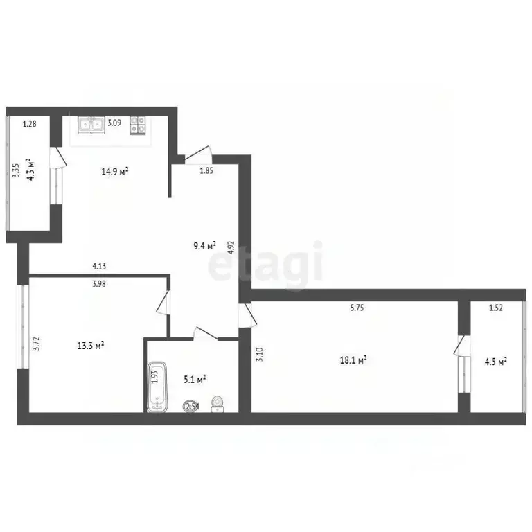 2-к кв. Калининградская область, Зеленоградск ул. Лазаревская, 3 (60.8 ... - Фото 2