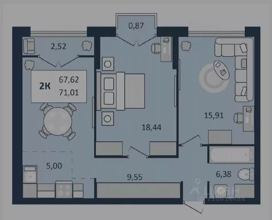 2-к кв. Ставропольский край, Кисловодск  (71.01 м) - Фото 1