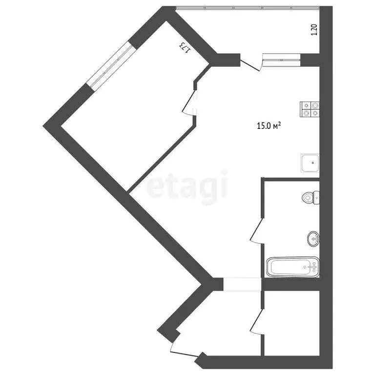 1-комнатная квартира: Тюмень, улица Тимофея Кармацкого, 11 (41.3 м) - Фото 0