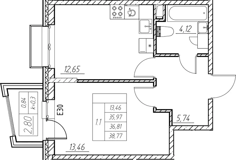 Продаётся 1-к квартира, 36.81 м - Фото 1