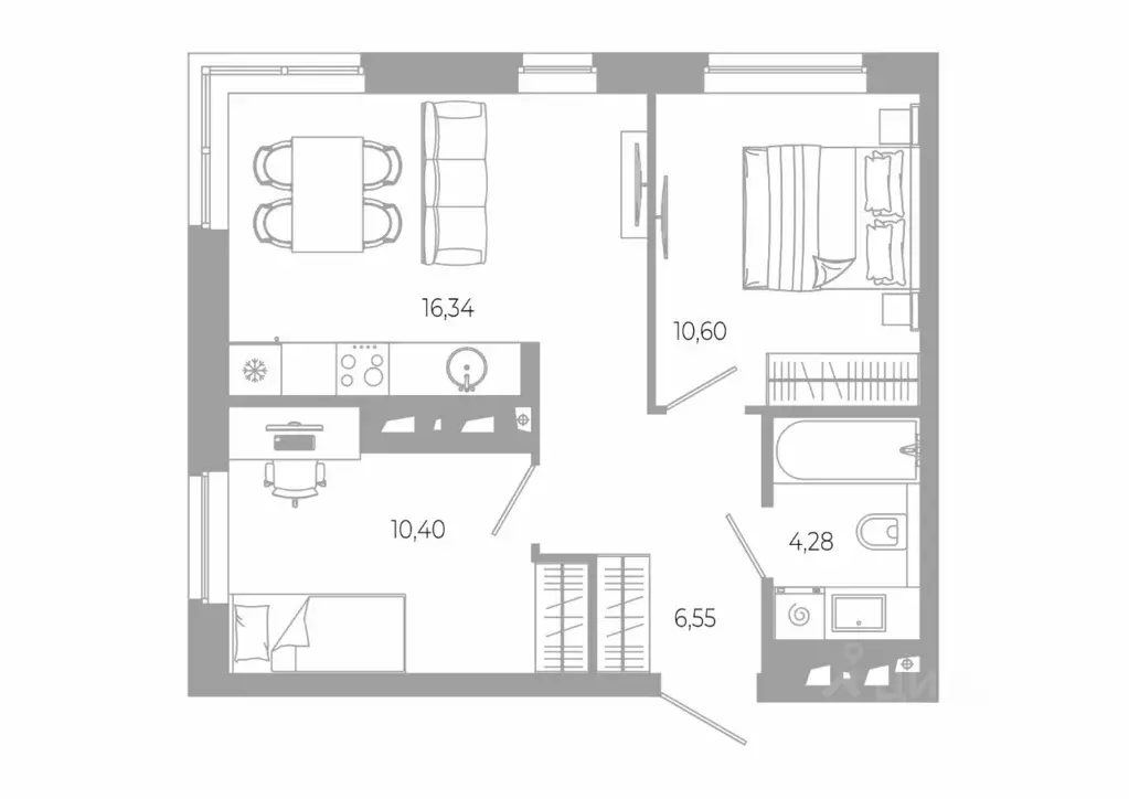 2-к кв. Свердловская область, Екатеринбург Академический мкр, 20-й ... - Фото 0