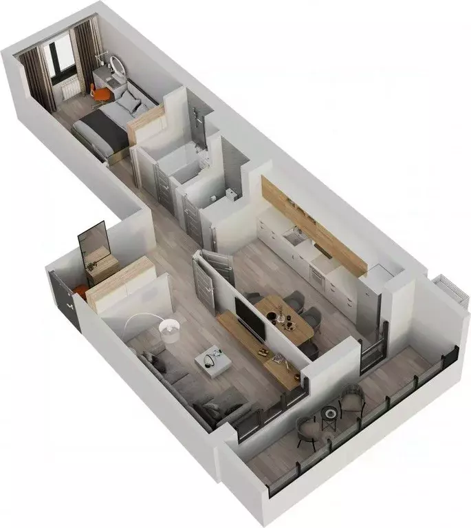 2-к кв. Татарстан, Нижнекамск Время жилой комплекс (56.7 м) - Фото 1