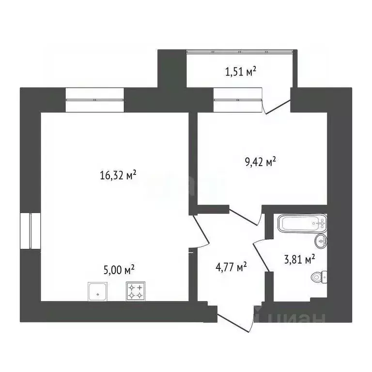2-к кв. Башкортостан, Уфа ул. Асхата Мирзагитова, 10/1 (39.3 м) - Фото 1