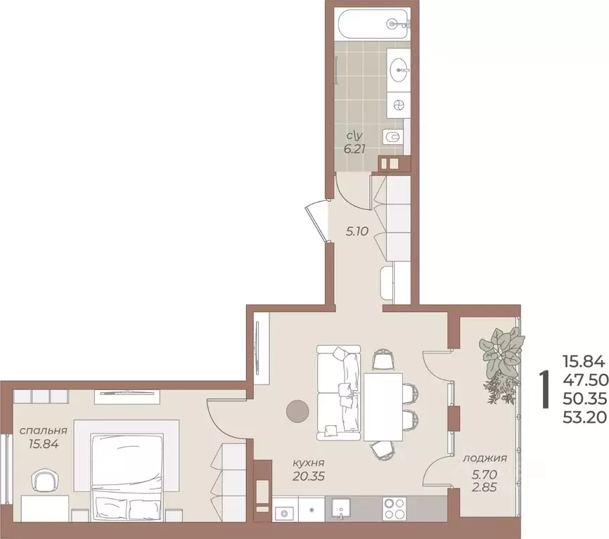 1-к кв. Калининградская область, Балтийск  (53.2 м) - Фото 1