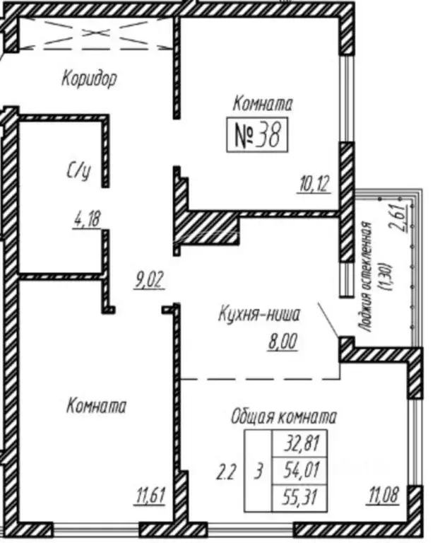 2-к кв. Калининградская область, Калининград Батальная ул., 98 (54.7 ... - Фото 1