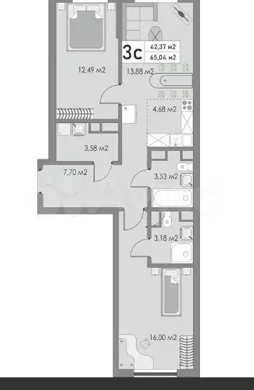 3-к. квартира, 65 м, 3/10 эт. - Фото 0