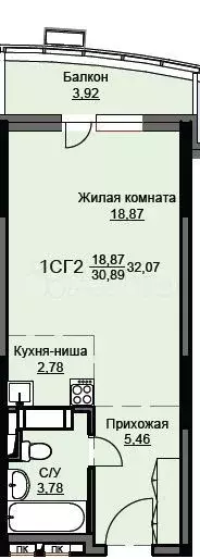 Квартира-студия, 32,5 м, 14/17 эт. - Фото 0