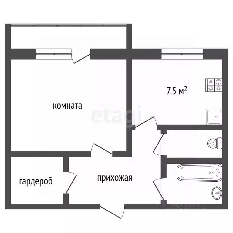 1-к кв. Московская область, Мытищи ул. Борисовка, 8 (33.9 м) - Фото 1