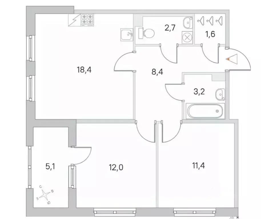 2-к кв. Санкт-Петербург пос. Шушары, ул. Нины Петровой, 8к1 (58.4 м) - Фото 2