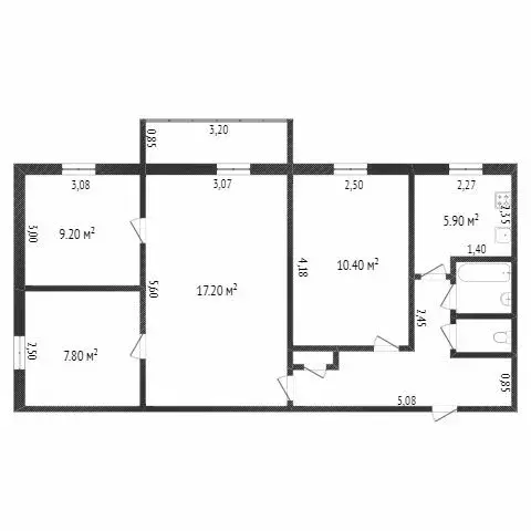 4-комнатная квартира: Черногорск, улица Калинина, 30 (60.3 м) - Фото 1