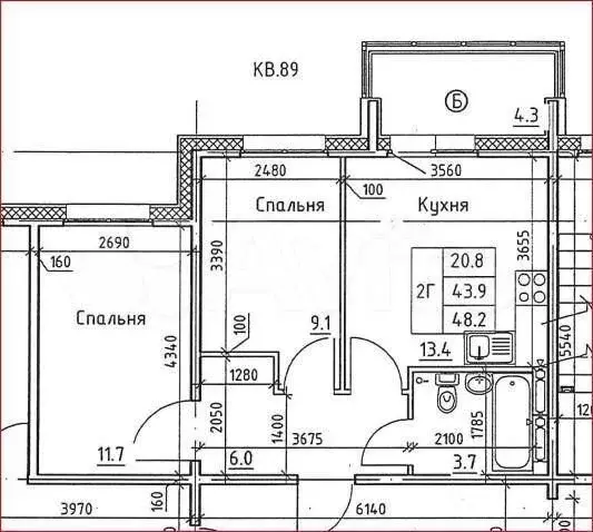 2-к. квартира, 48 м, 9/9 эт. - Фото 0