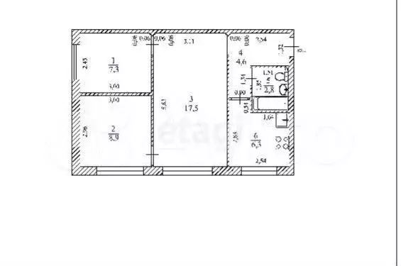 3-к. квартира, 47,4 м, 1/5 эт. - Фото 0