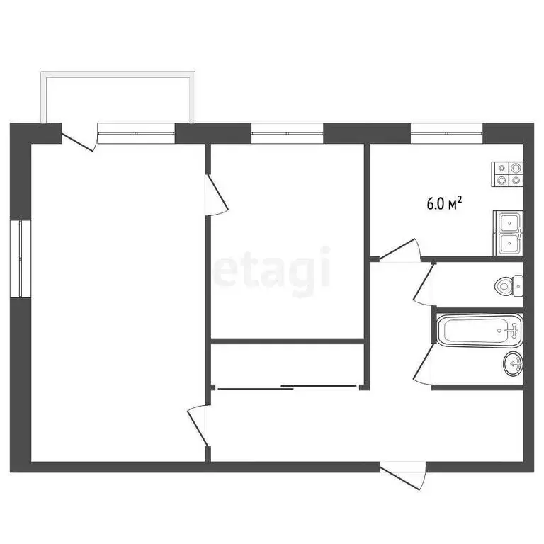 2-комнатная квартира: Лесной, улица Ленина, 3А (41.2 м) - Фото 1