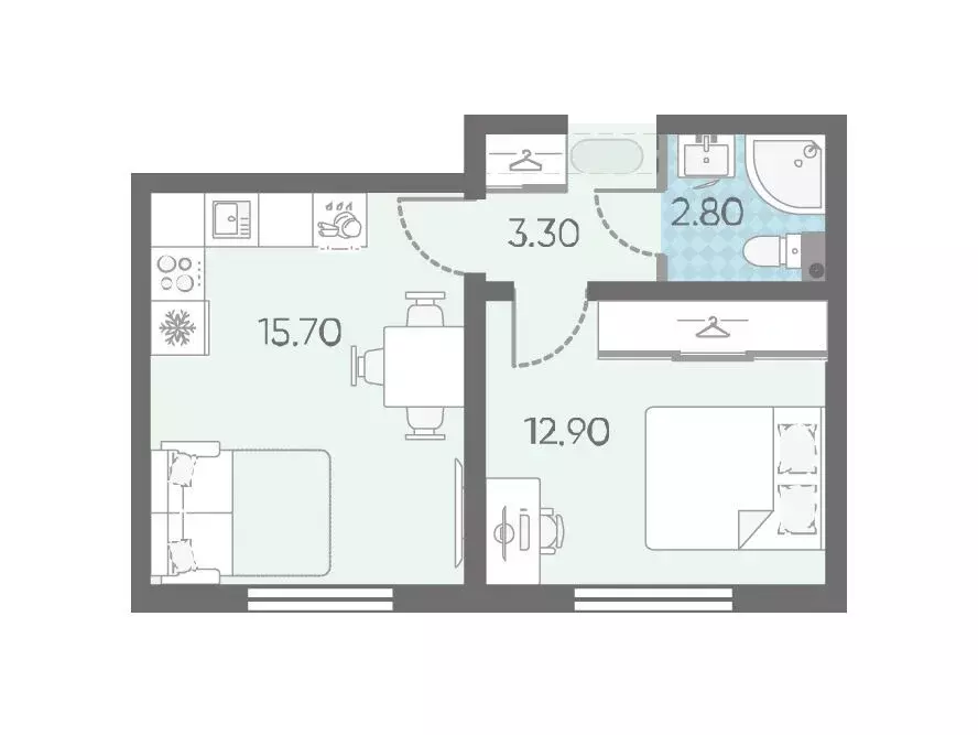 1-к квартира, 34 м - Фото 0
