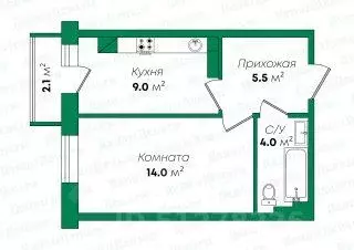 1-к кв. Кировская область, Киров Московская ул., 201 (32.5 м) - Фото 1