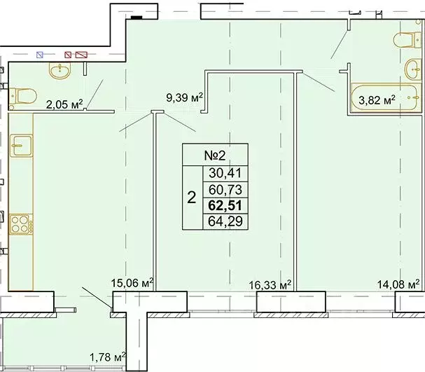 2-к кв. Костромская область, Кострома ул. Новый Быт, 14 (62.5 м) - Фото 0