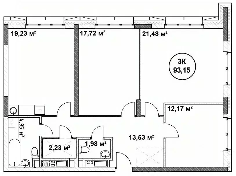 3-к кв. Нижегородская область, Нижний Новгород ул. Родионова (93.15 м) - Фото 1