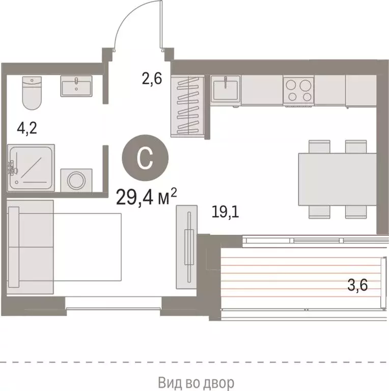 Квартира-студия: Новосибирск, Большевистская улица, 43/2с (29.44 м) - Фото 0