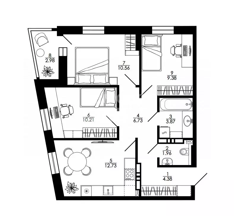 3-комнатная квартира: Липецк, проспект Победы, 99 (61.97 м) - Фото 2