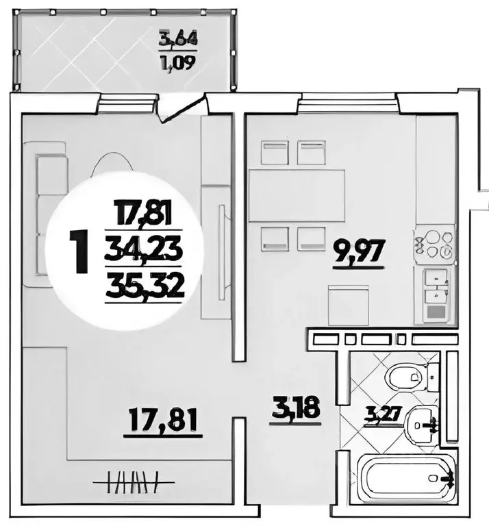 1-к кв. Ростовская область, Ростов-на-Дону ул. Висаитова, 8 (36.0 м) - Фото 2