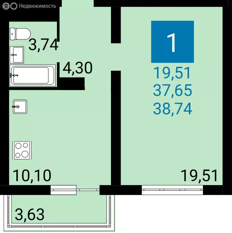 1-комнатная квартира: Анапа, улица Ленина, 235 (37.65 м) - Фото 0