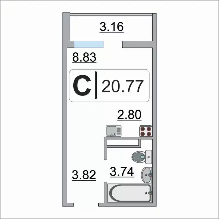 Квартира-студия: Тюмень, Интернациональная улица, 199к4 (20.8 м) - Фото 0