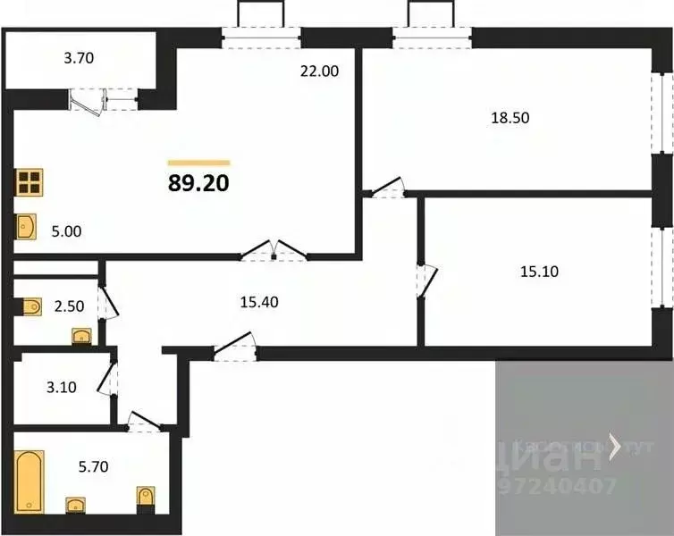2-к кв. Воронежская область, Воронеж ул. Пескова, 10 (89.2 м) - Фото 0