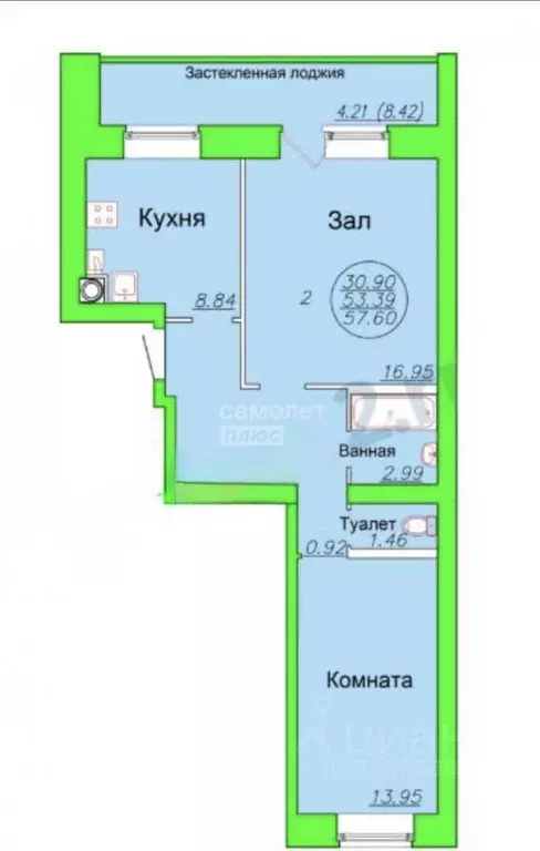 2-к кв. Марий Эл, Йошкар-Ола ул. Йывана Кырли, 31 (58.0 м) - Фото 0