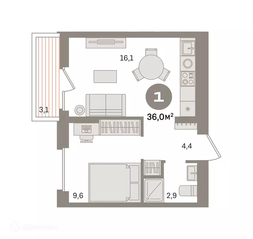 Продаётся 1-к квартира, 36.03 м - Фото 0