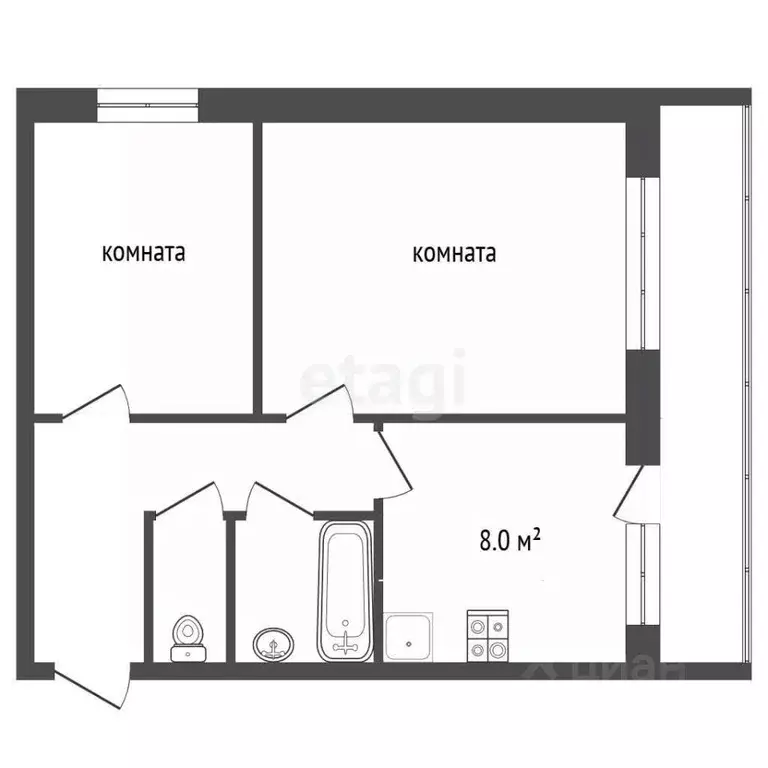 2-к кв. Московская область, Серпухов Октябрьская ул., 32 (52.9 м) - Фото 2