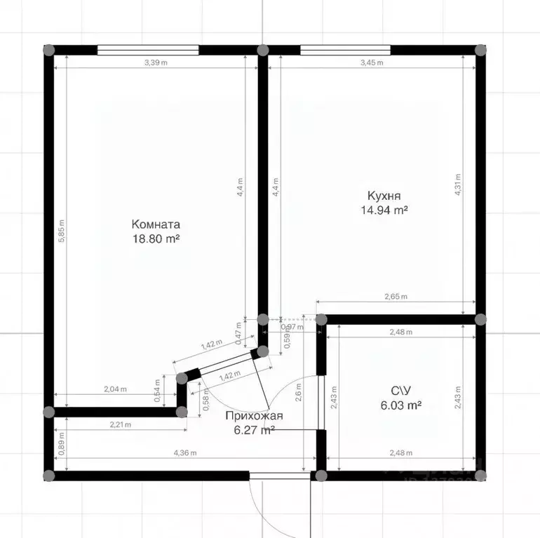 1-к кв. Кабардино-Балкария, Нальчик ул. Тарчокова (46.0 м) - Фото 1