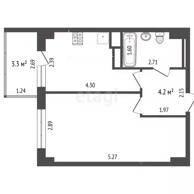 1-к кв. Саха (Якутия), Якутск Вилюйский тракт, 5-й км, 5/3 (35.0 м) - Фото 1