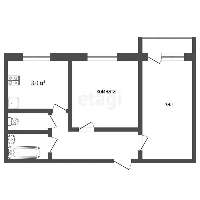 2-комнатная квартира: Тамбов, Магистральная улица, 5 (52.8 м) - Фото 1