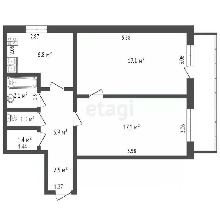 2-к кв. Мордовия, Саранск ул. Веселовского, 59 (51.9 м) - Фото 1