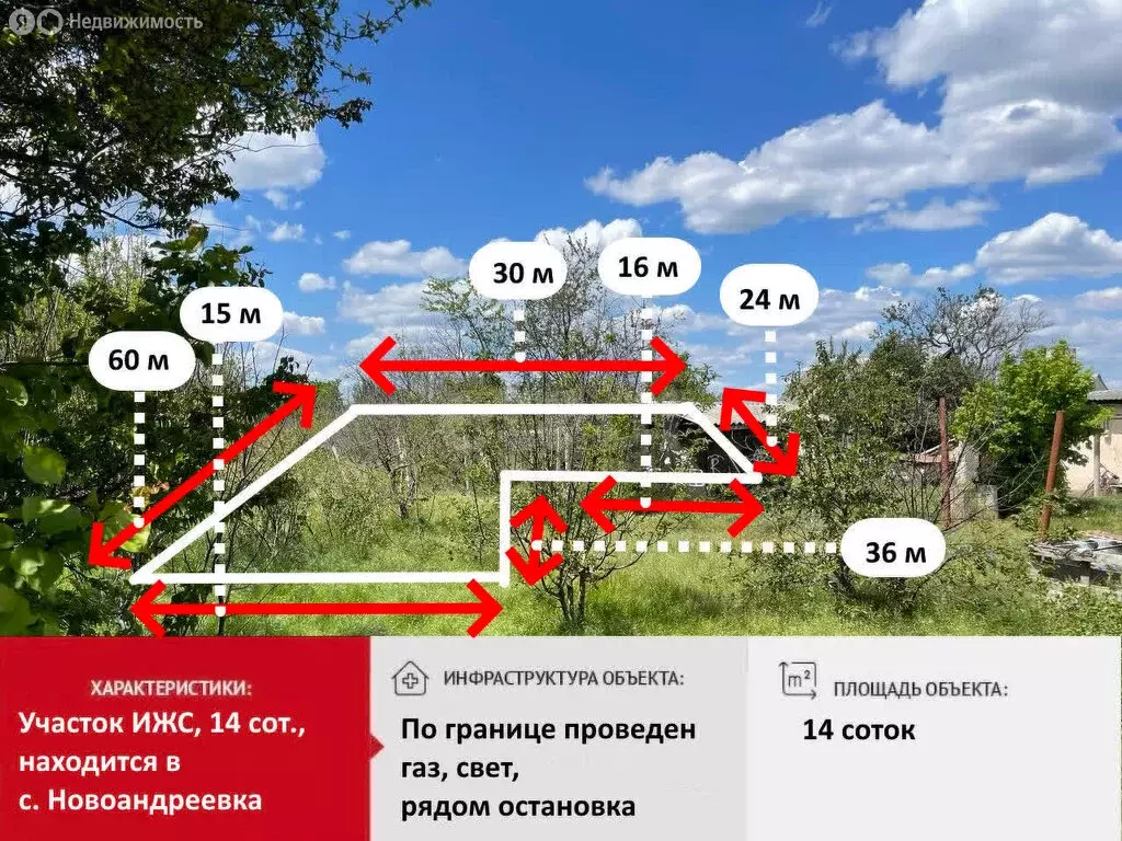 Участок в село Новоандреевка, Киевская улица (14 м) - Фото 1