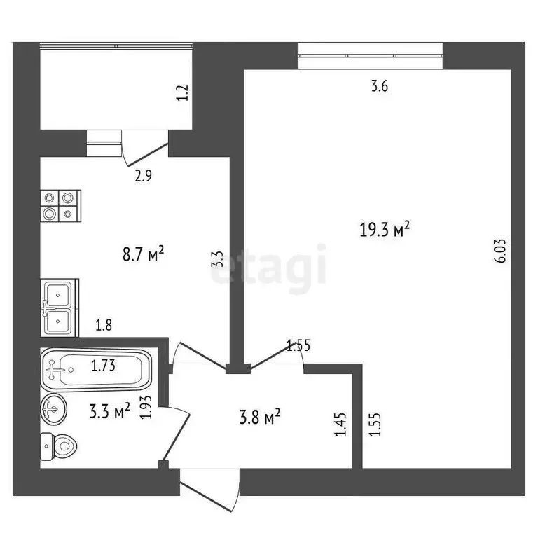 1-комнатная квартира: Котлас, улица Гагарина, 26 (36.4 м) - Фото 0