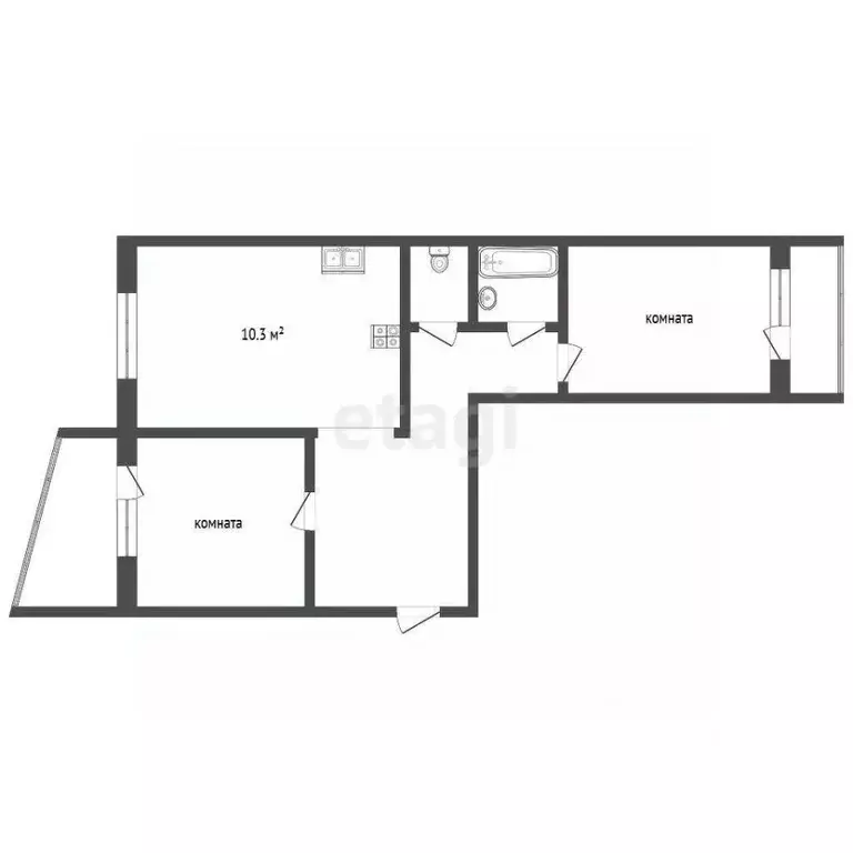 2-к кв. Ханты-Мансийский АО, Сургут ул. Лермонтова, 11/2 (55.3 м) - Фото 2