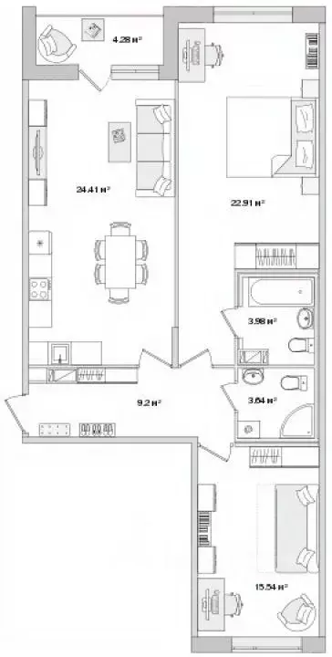 2-к кв. Санкт-Петербург Белоостровская ул., 10к2 (83.96 м) - Фото 0