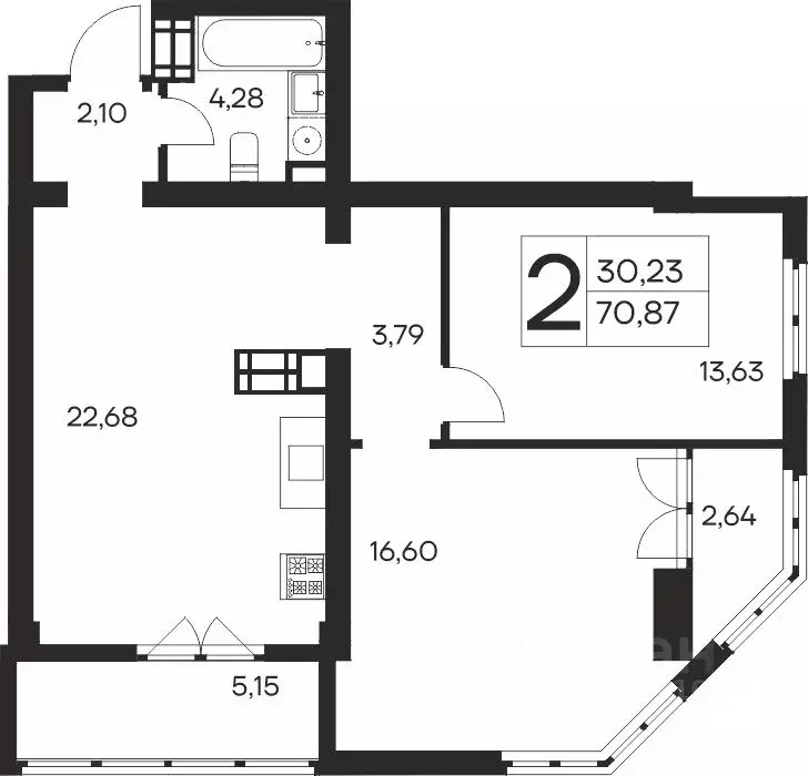 2-к кв. Крым, Ялта Ай-Петри жилой комплекс (70.87 м) - Фото 1