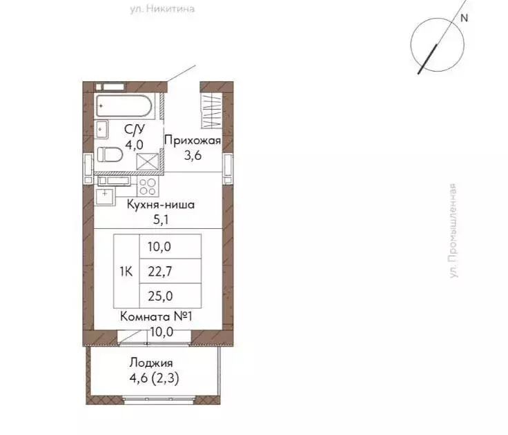 1-комнатная квартира: Барнаул, Центральный район (25 м) - Фото 1