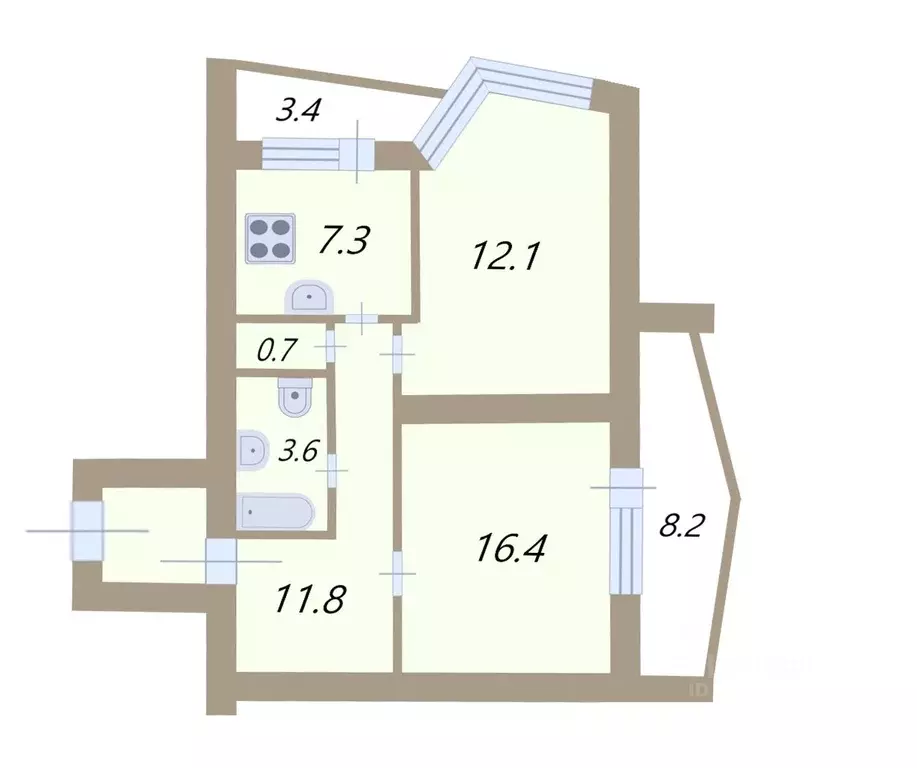 2-к кв. Санкт-Петербург Товарищеский просп., 9 (51.9 м) - Фото 2