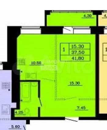 1-к. квартира, 41,8 м, 8/9 эт. - Фото 0