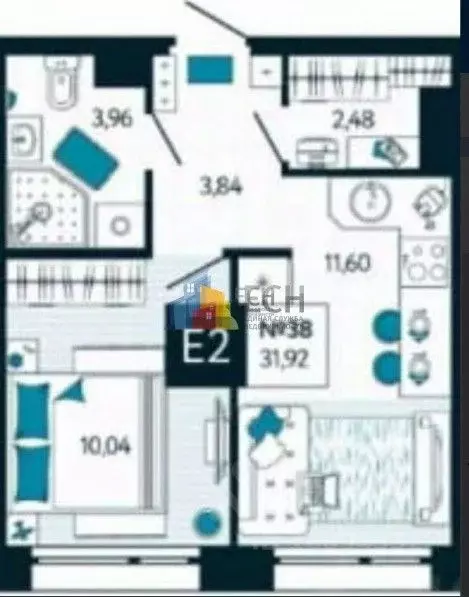 1-к кв. Тульская область, Тула ул. Чмутова, 156 (31.92 м) - Фото 2