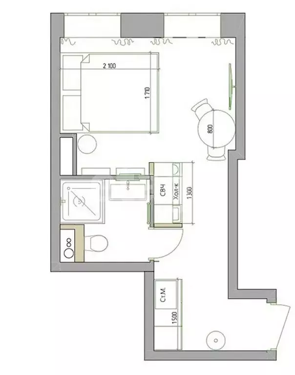 Квартира-студия: Казань, улица Абсалямова, 39 (21 м) - Фото 1