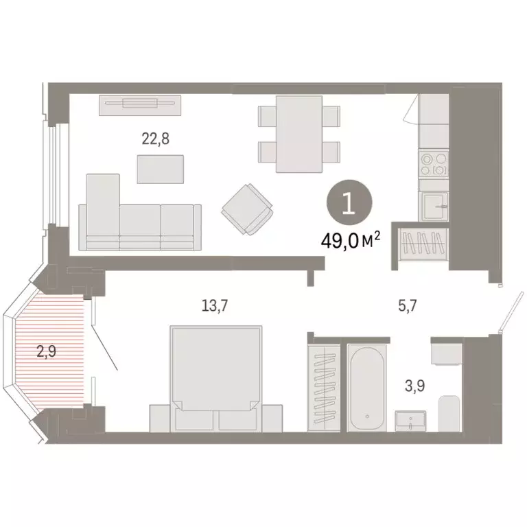 1-комнатная квартира: Екатеринбург, жилой район Вокзальный, улица ... - Фото 2