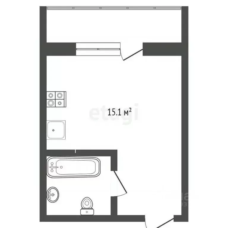 Студия Тюменская область, Тюмень ул. Новоселов, 117 (15.8 м) - Фото 2