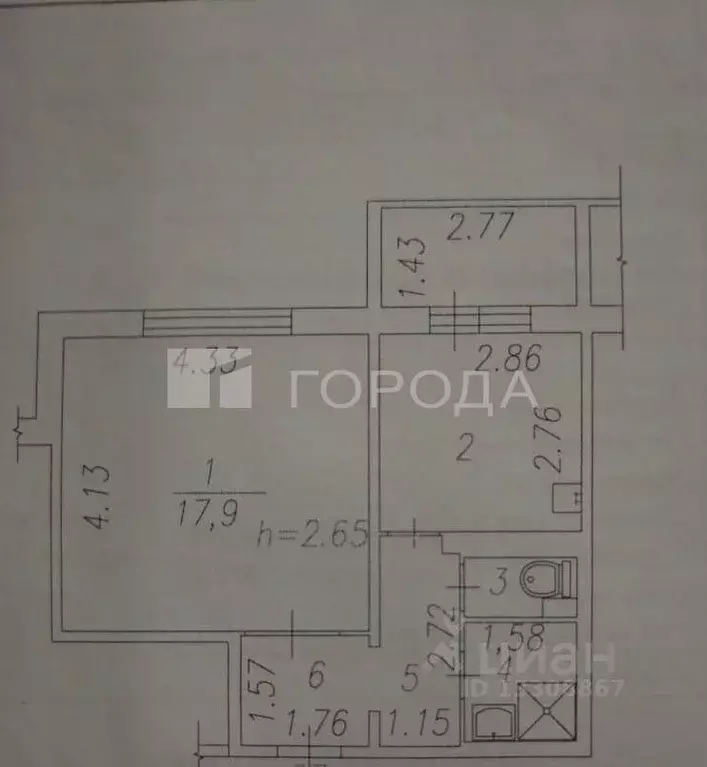 1-к кв. Кемеровская область, Новокузнецк ул. Грдины, 29 (35.9 м) - Фото 1