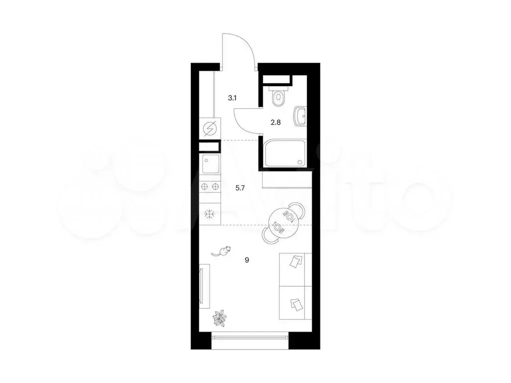 Квартира-студия, 20,6 м, 27/37 эт. - Фото 0