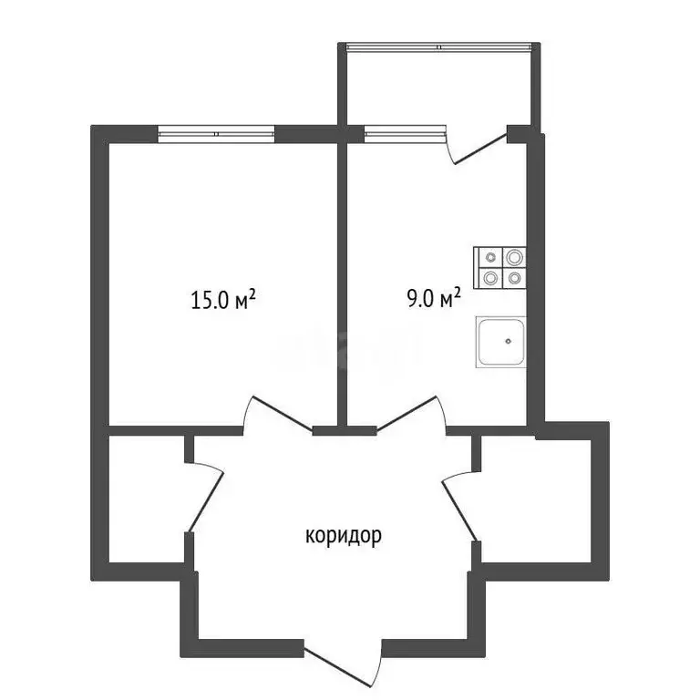 1-комнатная квартира: село Новая Усмань, Полевая улица, 41Б (36.14 м) - Фото 1