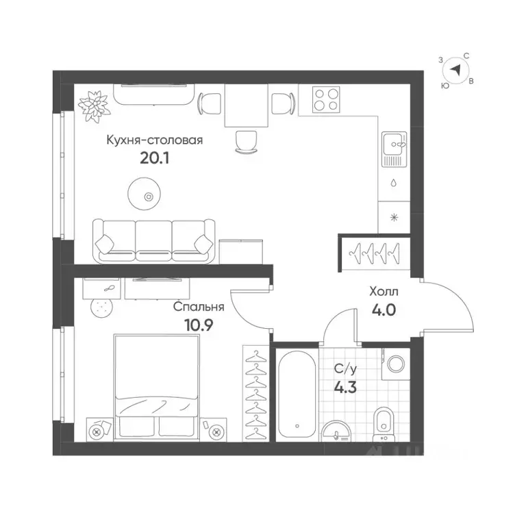 1-к кв. Свердловская область, Екатеринбург Солнечный жилрайон,  (39.3 ... - Фото 1